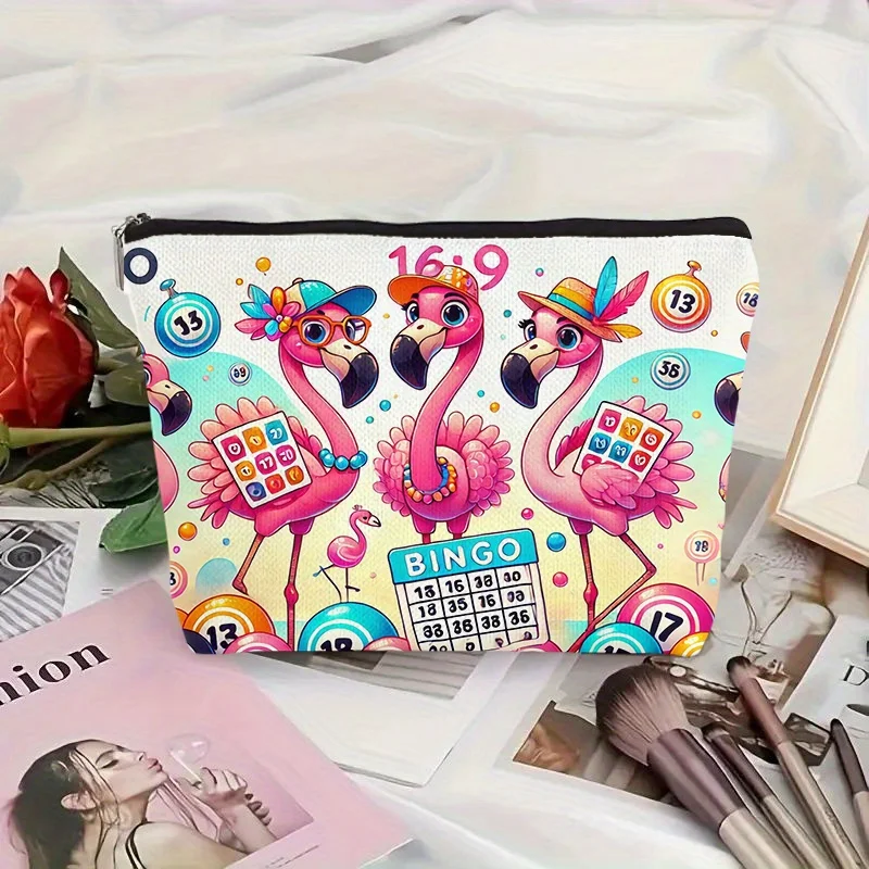 A Pink flamingo makeup bag- multifunctional zipper pouch, jewelry storage bag, perfect travel zipper small storage bag.