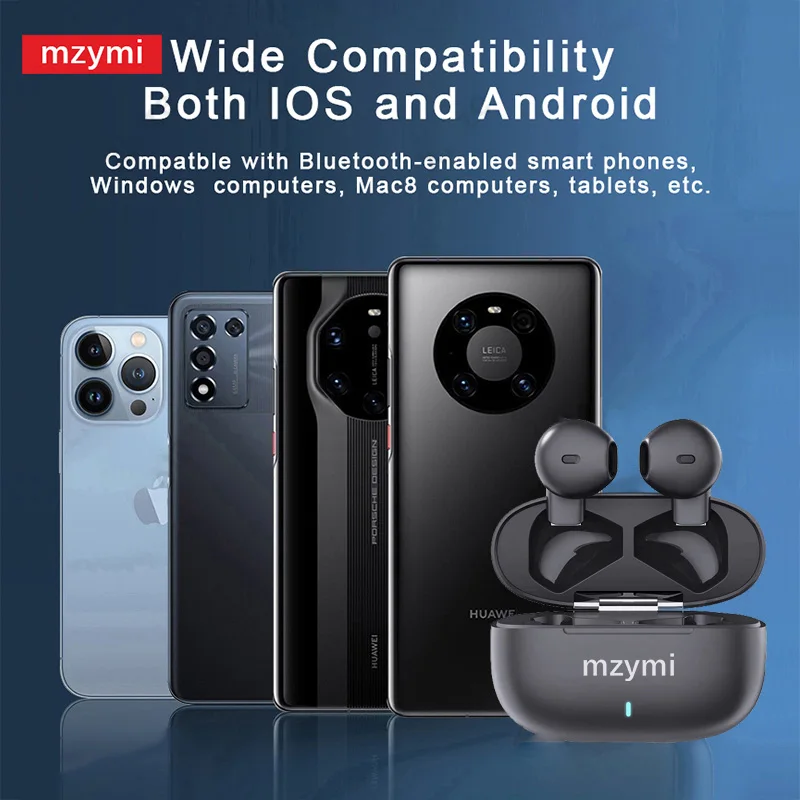 Mzymi E98 Cuffia In Ear Vero Auricolari Wireless Bluetooth5.3 Sport Gaming Musica Auricolare Chiamata HD Auricolare Vivavoce Per XIAOMI