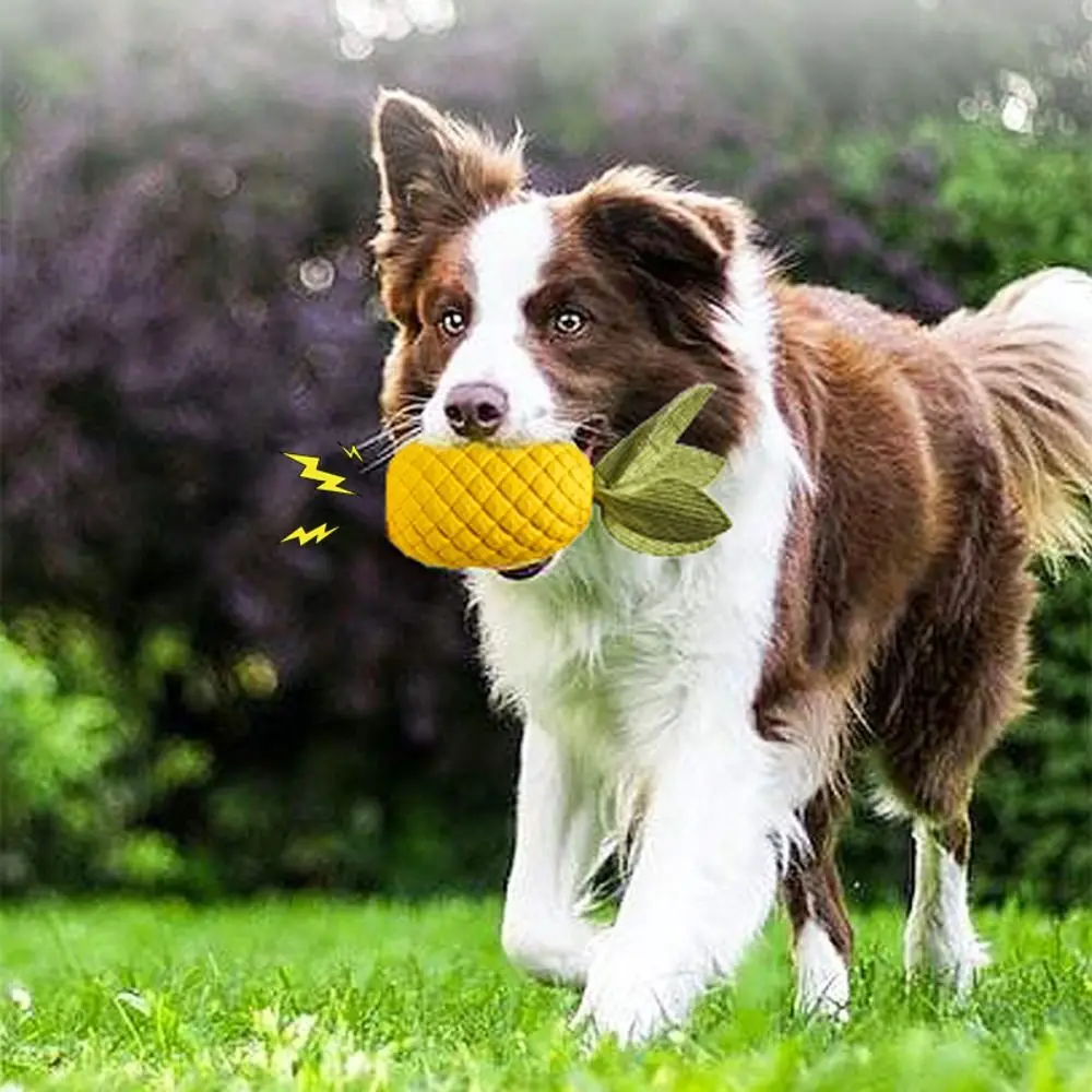

Устойчивый к укусам головоломка для собак с ананасами, износостойкий интерактивный звук для домашних животных, желтый для дрессировки домашних животных для щенков и кошек