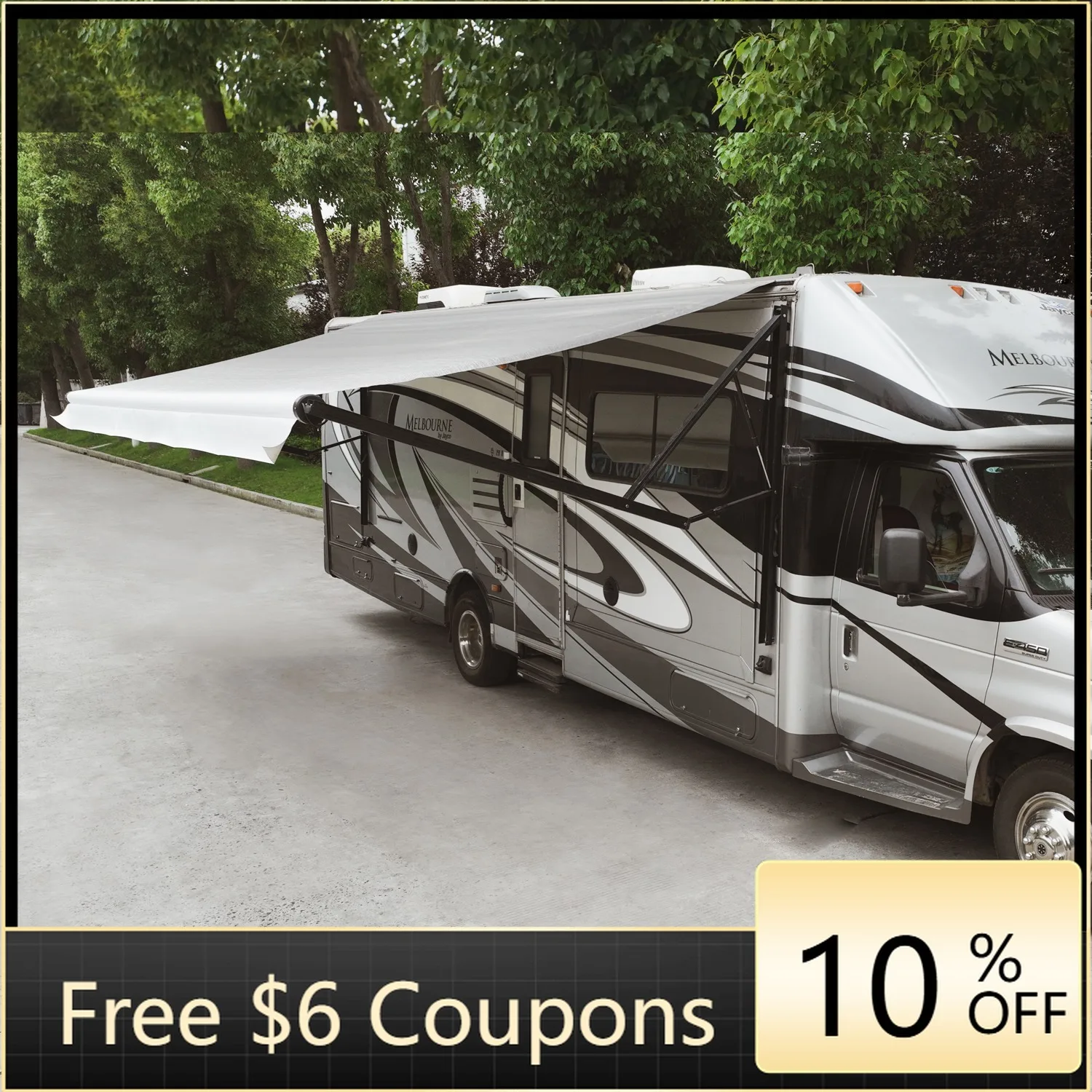 STLF لـ Awnlux 8Ft أبيض قابل للتوسيع 12 فولت قوة ذراع ذكي فناء كهربائي RV المظلة سهلة التجميع الملحقات الخارجية #1