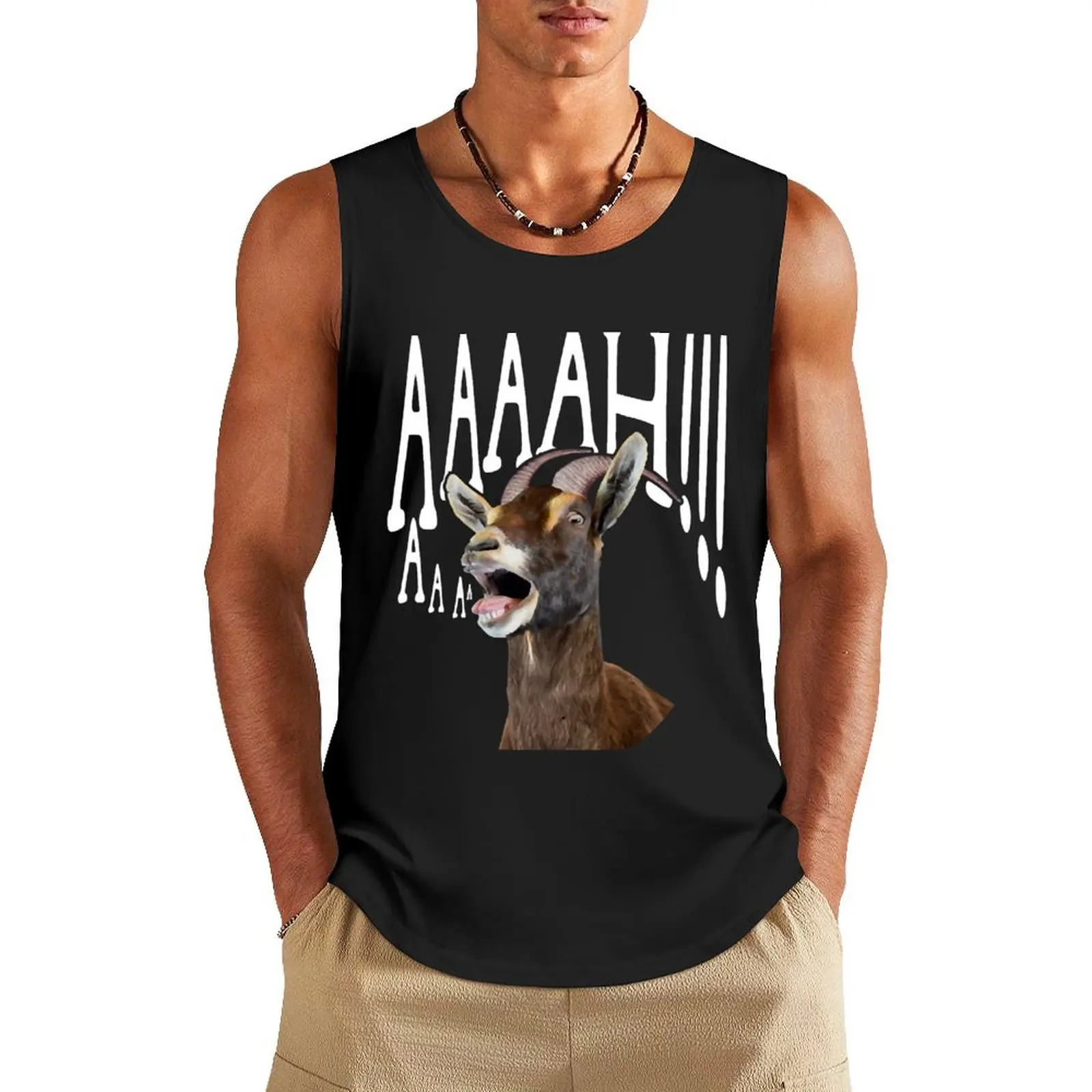 

Ahhh Screaming Goat Gift Funny Goat Lover Tank Top Sleeveless T-shirt Vest for boy sleeveless shirts
