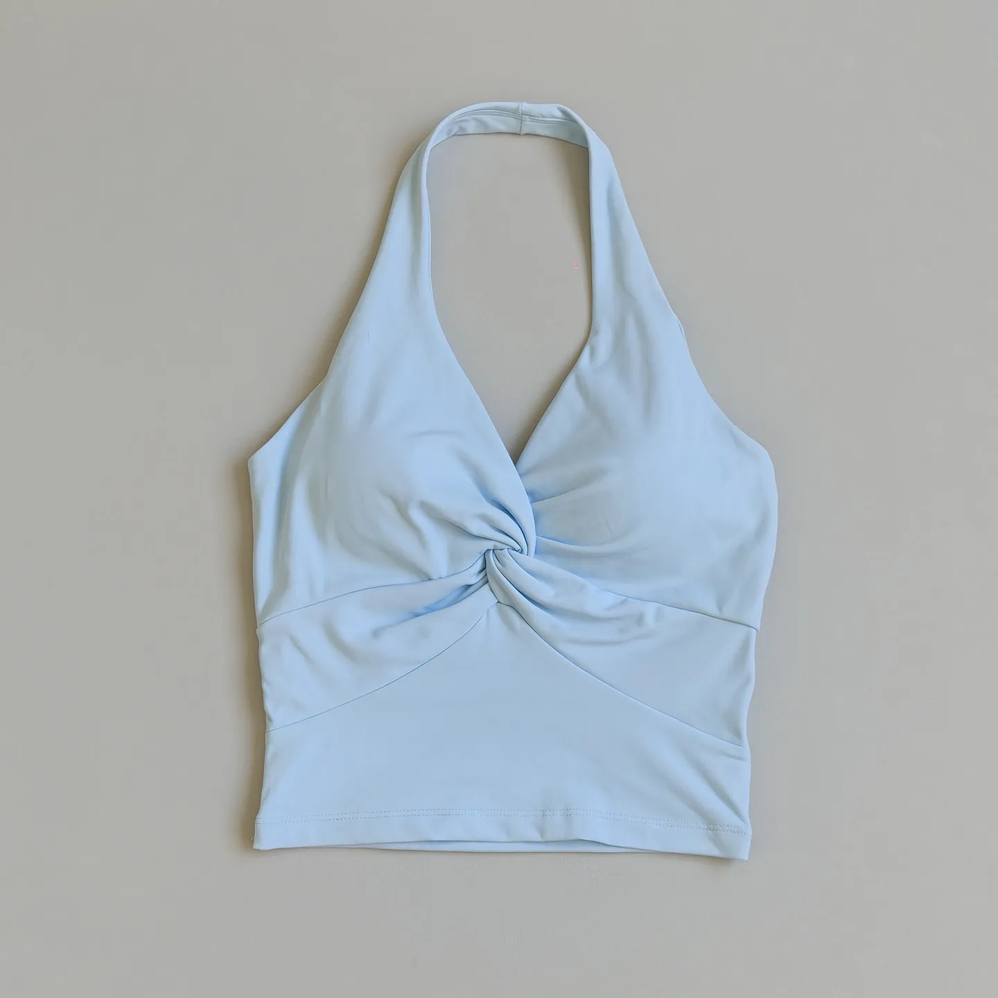 V-Ausschnitt Neckholder-Top mit Brustpolster, geraffte, stoßfeste, atmungsaktive, schnelltrocknende Sport-Trainings-Lauf-Fitness-Unterwäsche – Detail 4