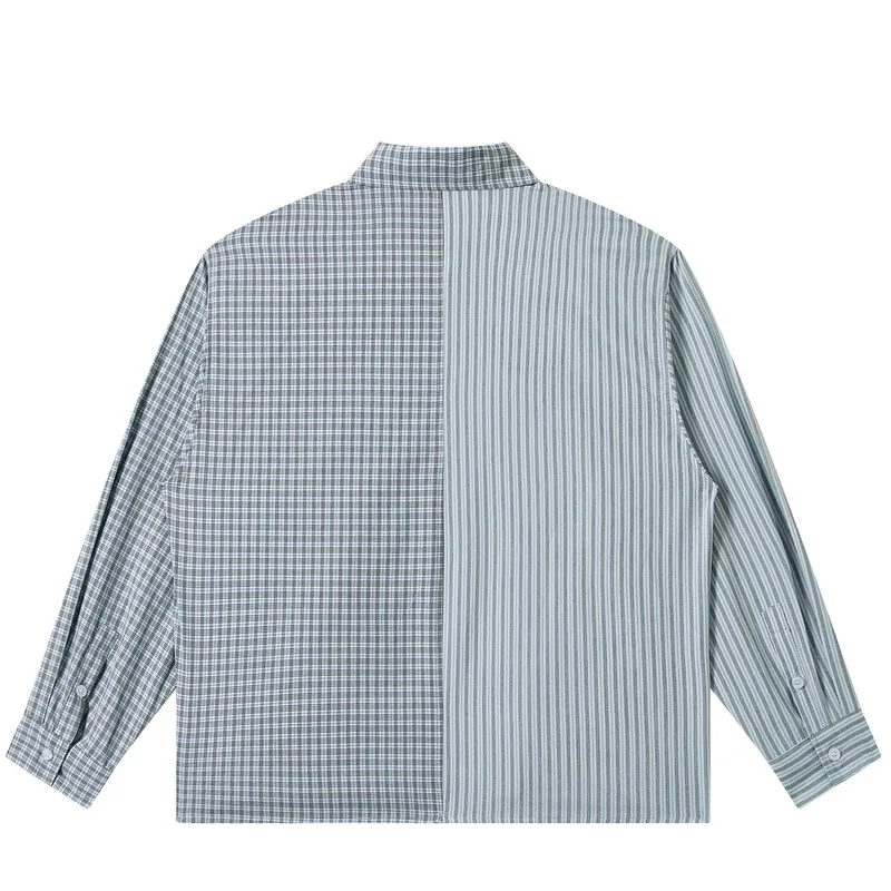 ACOMOSON EU US Size Luxury Plaid Color-Block Long-Sleeve Shirt Unisex Loose-Fit Business Office Casual Cotton Work Shirt