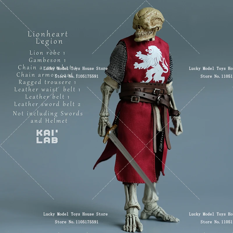 

1/12 Skull Figure Lionheart Region Robe Vest Hat Coat Belt Trousers Clothes Kit 6" Four Knights KAILAB STUDIO Soldier Accessory