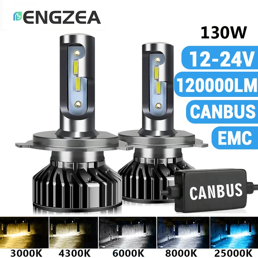 ENGZEA Autolichter 120000LM 130W H4 LED CANBUS LED H7 H11 Scheinwerferbirnen H1 H9 9005 9006 HB3 HB4 4300K 6000K für 12V 24V LKW