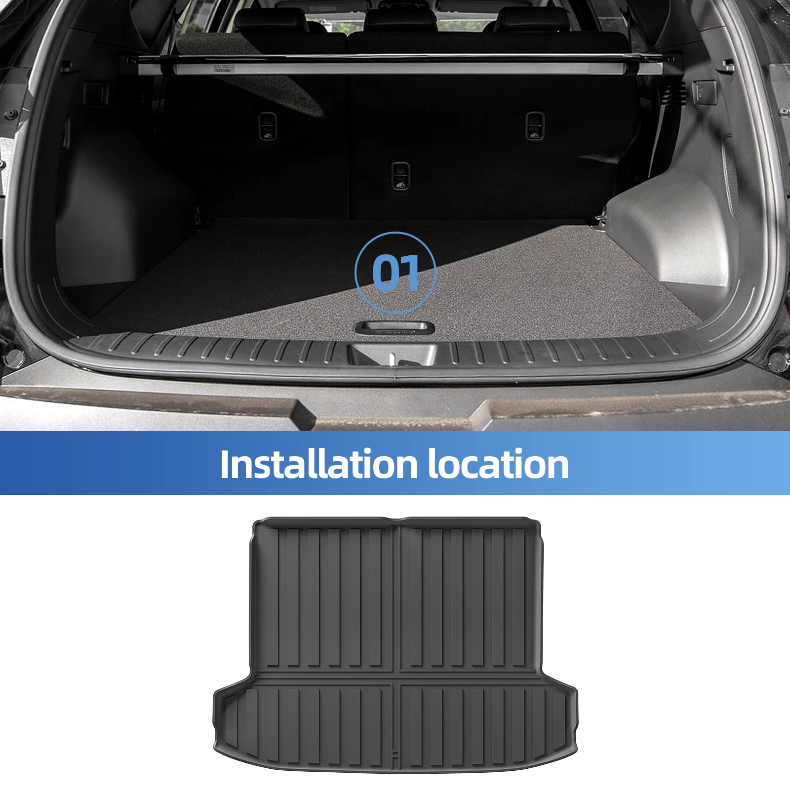 Smabee for Hyundai Tucson NX4 2024-2026 Car Upper Trunk Pad Cargo Trunk/Backrest Pad TPE 3D Waterproof Car Accessories BLACK