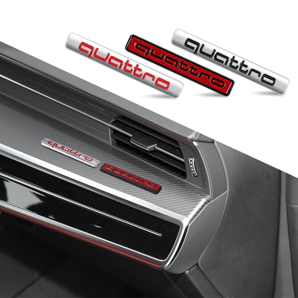 1PCS 3D Black Car Logo Quattro Emblem Front Grille Badge Rear Trunk Sticker Valve Cap For Audi A5 A6 RS A8 TT Q3 Q5 8P S5 S7 8V