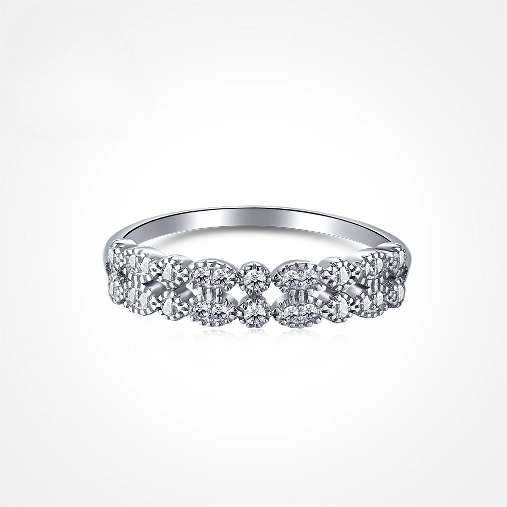 

New S925 Silver European and American Cold Style Diamond Set Double Layer Ring for Women's Finger Ring Wedding Jewelry