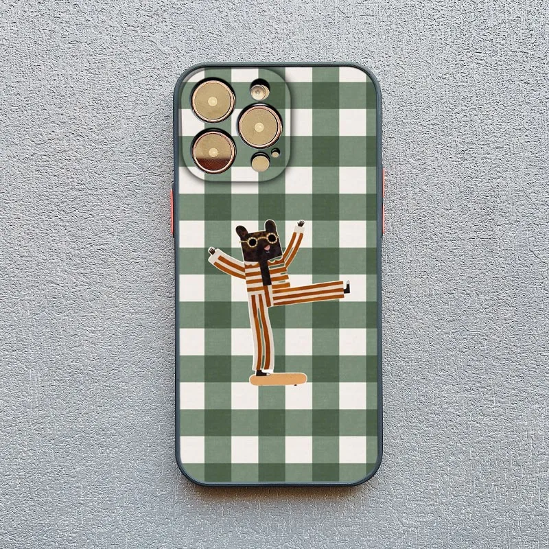 Funda de teléfono Simple y bonita con diseño de animales a cuadros verdes y blancos para Samsung Galaxy S25 S24 S23 S22 S21 S20 S10 Note20 Plus Ultra Lite 5G