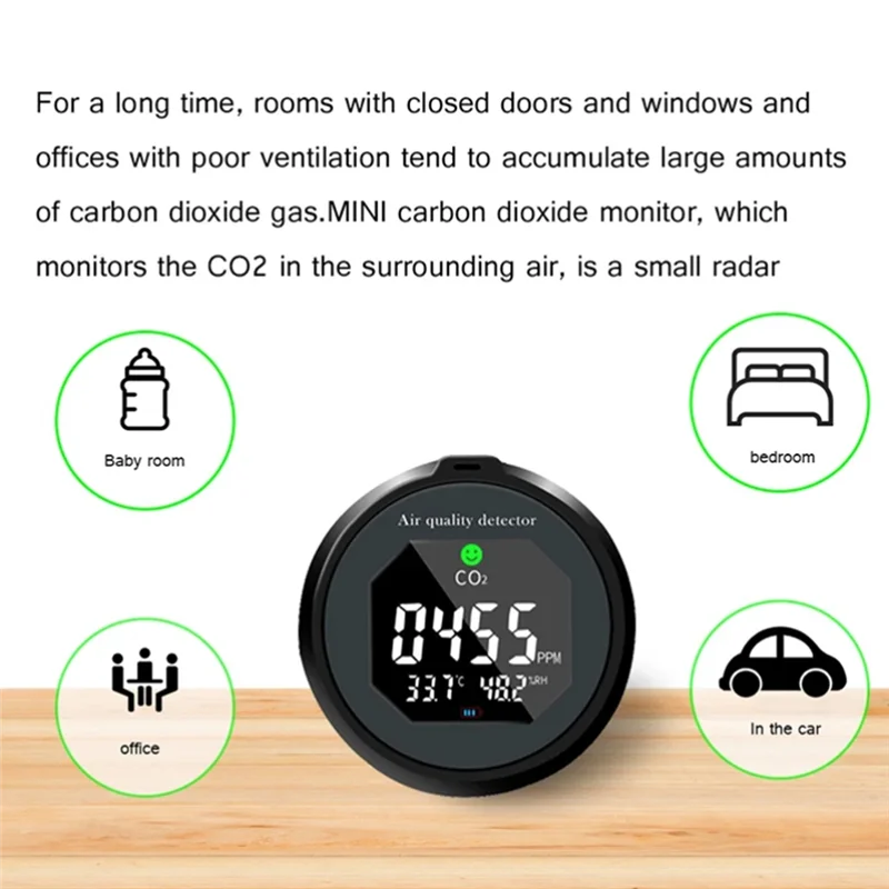 

ABEZ детектор углекислого газа Многофункциональный термогигрометр детектор качества воздуха тестер качества воздуха для дома