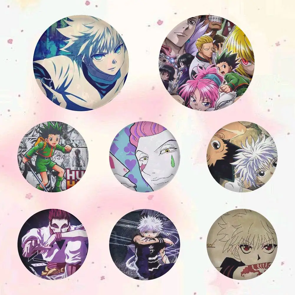 Anime Hunter X Hunter Badge On Backpack Accessories Manga Icons Pins Round Cartoon Brooches For Clothes Bag Decor Gifts