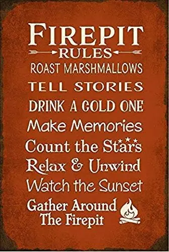 Kexle Tin Sign-Metal Sign Custom Personalized Firepit Rules es Man Cave Chic Wall Decor Retro Metal Funny Living Room Poster-alu