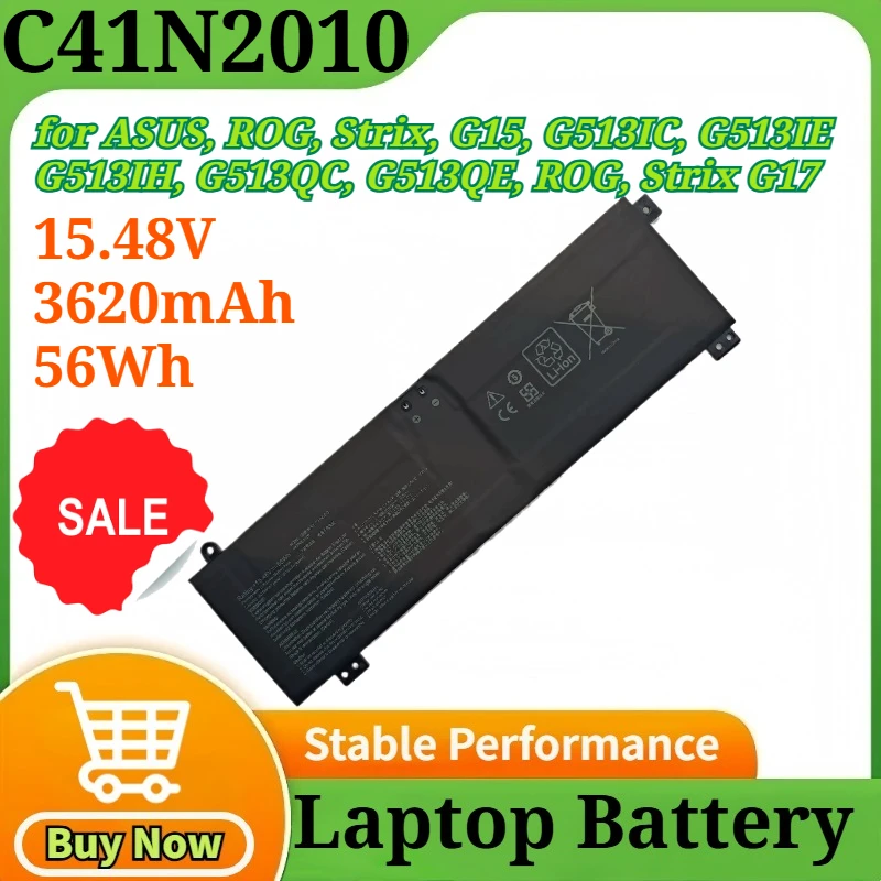 

C41N2010 Laptop 15.48V 3620mAh 56Wh for ASUS, ROG, Strix, G15, G513IC, G513IE, G513IH, G513QC, G513QE, for ROG Strix G17, G713QE