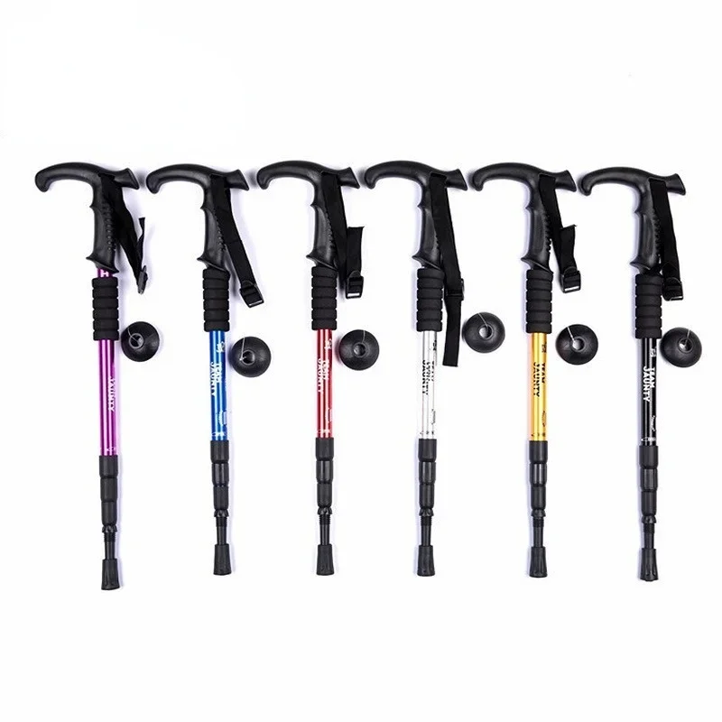 Walking Sticks Aluminum Alloy Climbing Cane Four-section Telescopic Folding Climbing and Hiking Cane Trekking Poles Elderly Cane