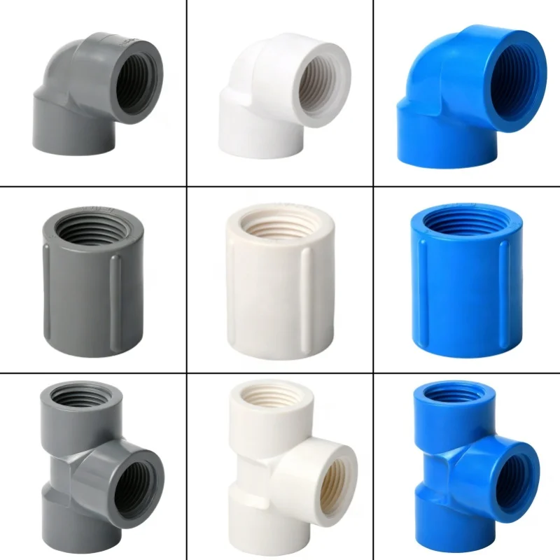 

1 шт. 1/2''~2'' ПВХ-фитинг с внутренней резьбой: прямой соединитель, угловой соединитель, заглушка, адаптер для садового полива, аквариумных соединений, аксессуары для аквариумов