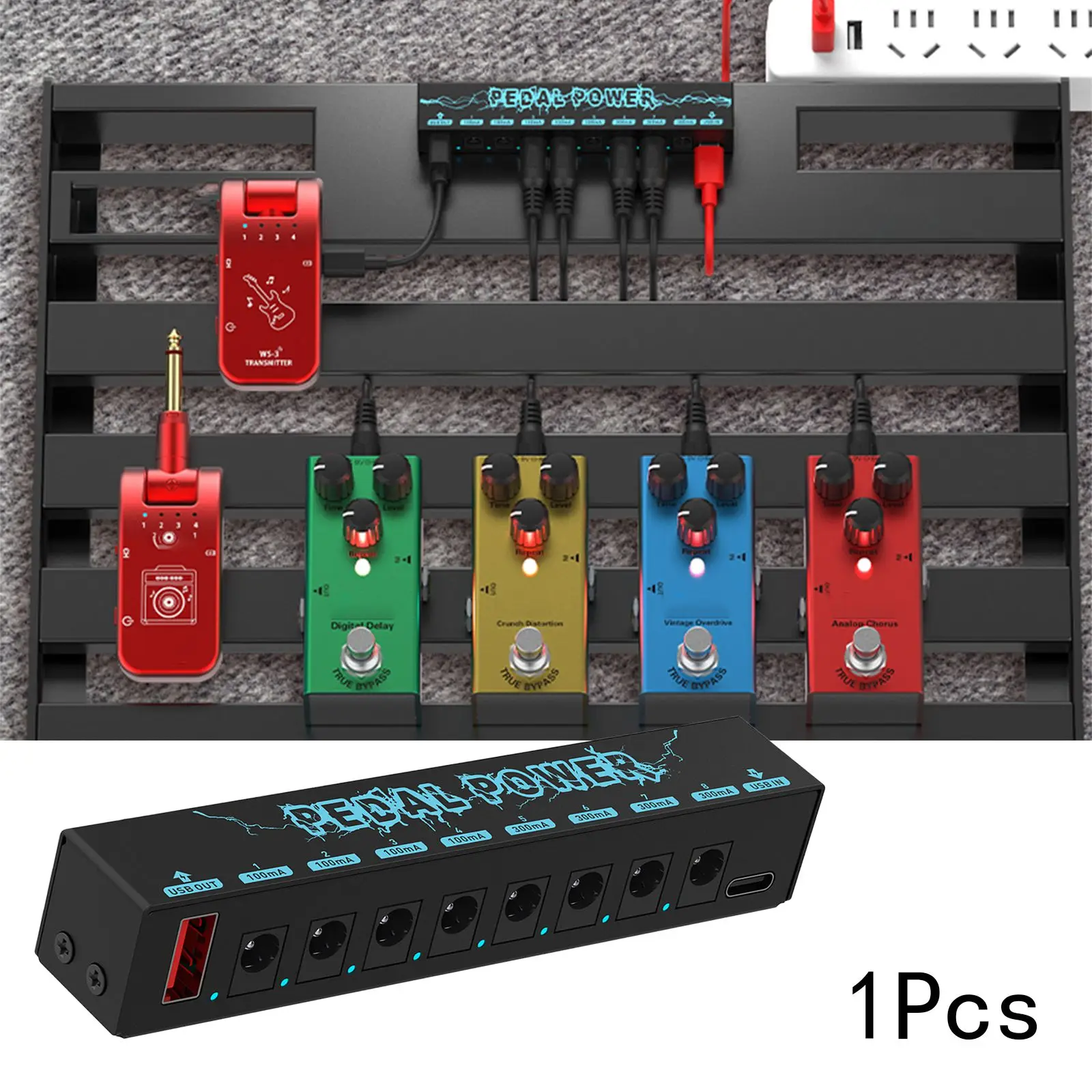 B48B-5V Guitar Pedals Power Supply With 8 Way Outputs Portable Durable Pedalboard Power Supply Guitars Effect Power Supply Durab