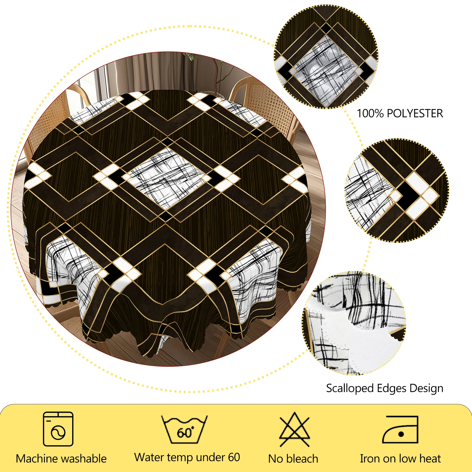 Цельная скатерть с геометрическим узором, геометрический полосатый узор в стиле ретро в сельской фермерском доме, доступны в различных размерах, пикники в праздничном стиле, идеальные подарки для украшения вечеринок и подарков для друзей, скатерти для кухонных аксессуаров, террасы в помещении и на открытом воздухе