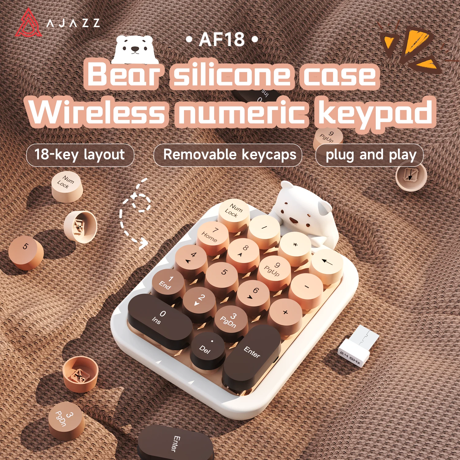 

AJAZZ AF18 Одноручная офисная клавиатура HE Магнитный переключатель 18-клавишная мини-клавиатура, подходит для офисного использования