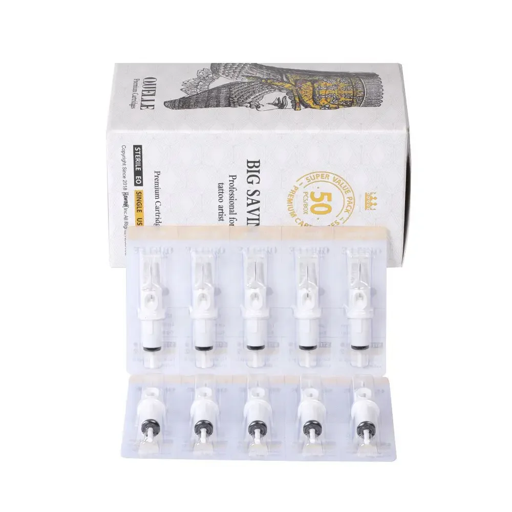 QUELLE 50 stuks wegwerp steriele tattoo-naalden RL/RLT # 10 # 12-revolutie cartridge voor tattoo-machines Make-up Body Art Tattoo