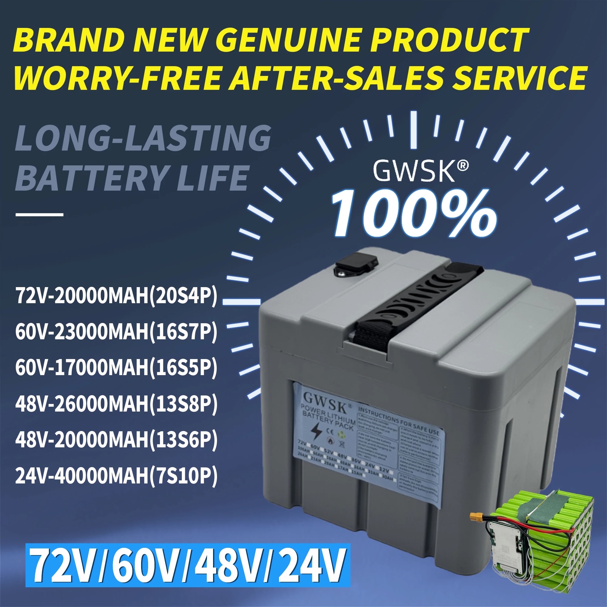 

Air freight, 100% capacity new 18650 lithium battery, 72V60V48V white small box, easy to carry, suitable for motors below 3000W