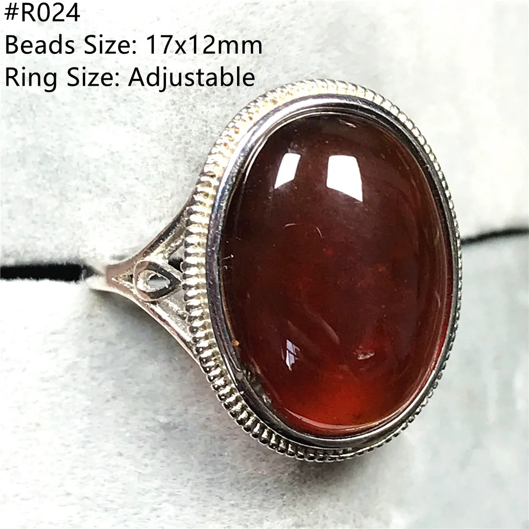 Natural Garnet Ring For Woman Lady Men Orange Red Crystal Gemstone Silver Love Gift Oval Beads Adjustable Ring Jewelry AAAAA