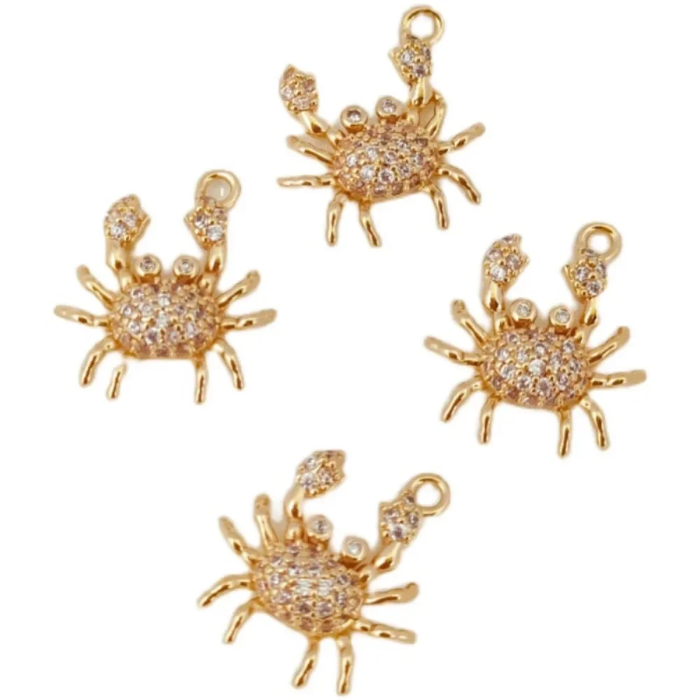 قلادة سرطان البحر الصغيرة المطلية بالذهب عيار 14 قيراط والزركون، قلادة سوار 16 مم، مواد إكسسوارات مجوهرات مصنوعة يدويًا #5