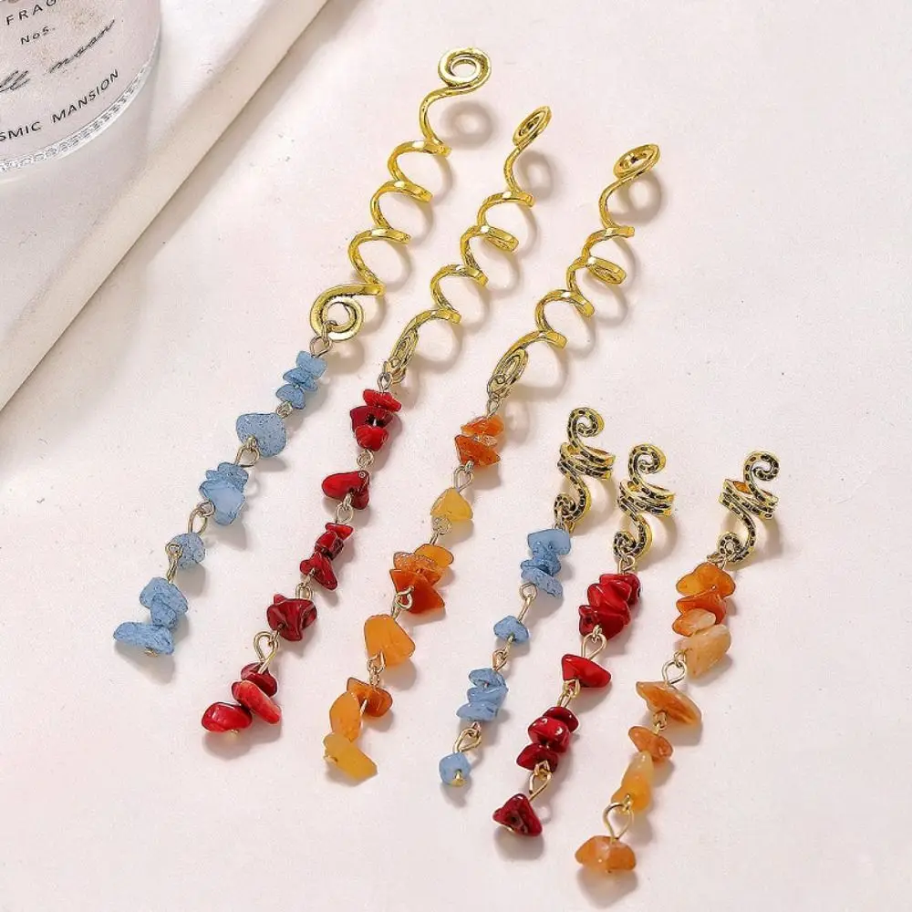 

Hair Accessories Ethnic Headwear Dreadlock Hair Jewelry Metal Braid Headdress Colored Natural Stone Pendant Dangle Dreadlock