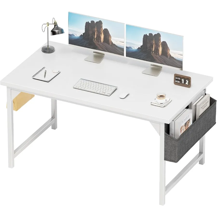 

Shahoo 48 Inch Computer Desk Wood Modern Simple PC Home Office Table with Storage Bag and Headphone Hook for Home Office Study