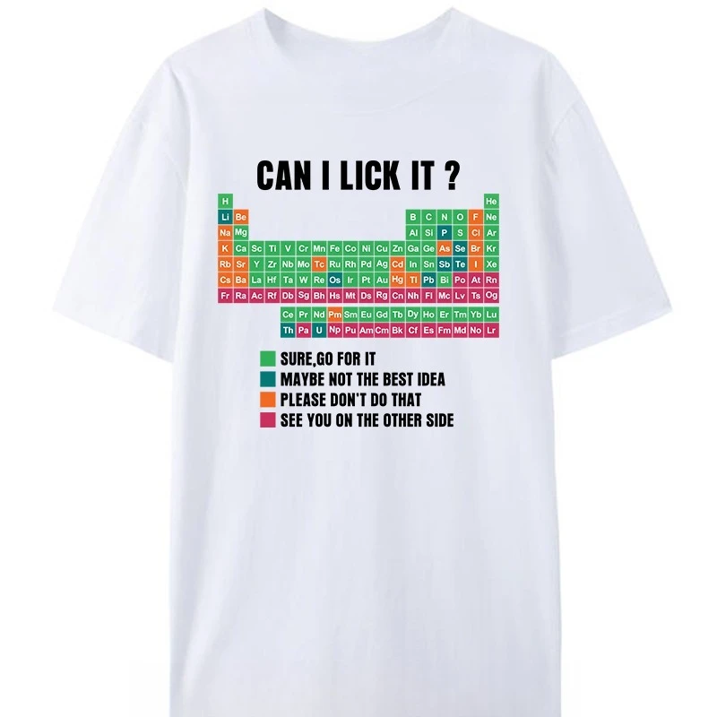 May I Lick This Interesting Periodic Table? Teacher-student Style. Summer Best-selling T-shirt for Both Men and Women.