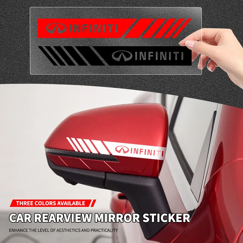 

2PCS Car Rearview Mirror Logo Sticker Vinyl Film Decoration Decals For Infiniti q30 q50 g35 g37 fx35 fx37 qx70 ESQ QX50 QX70 EX