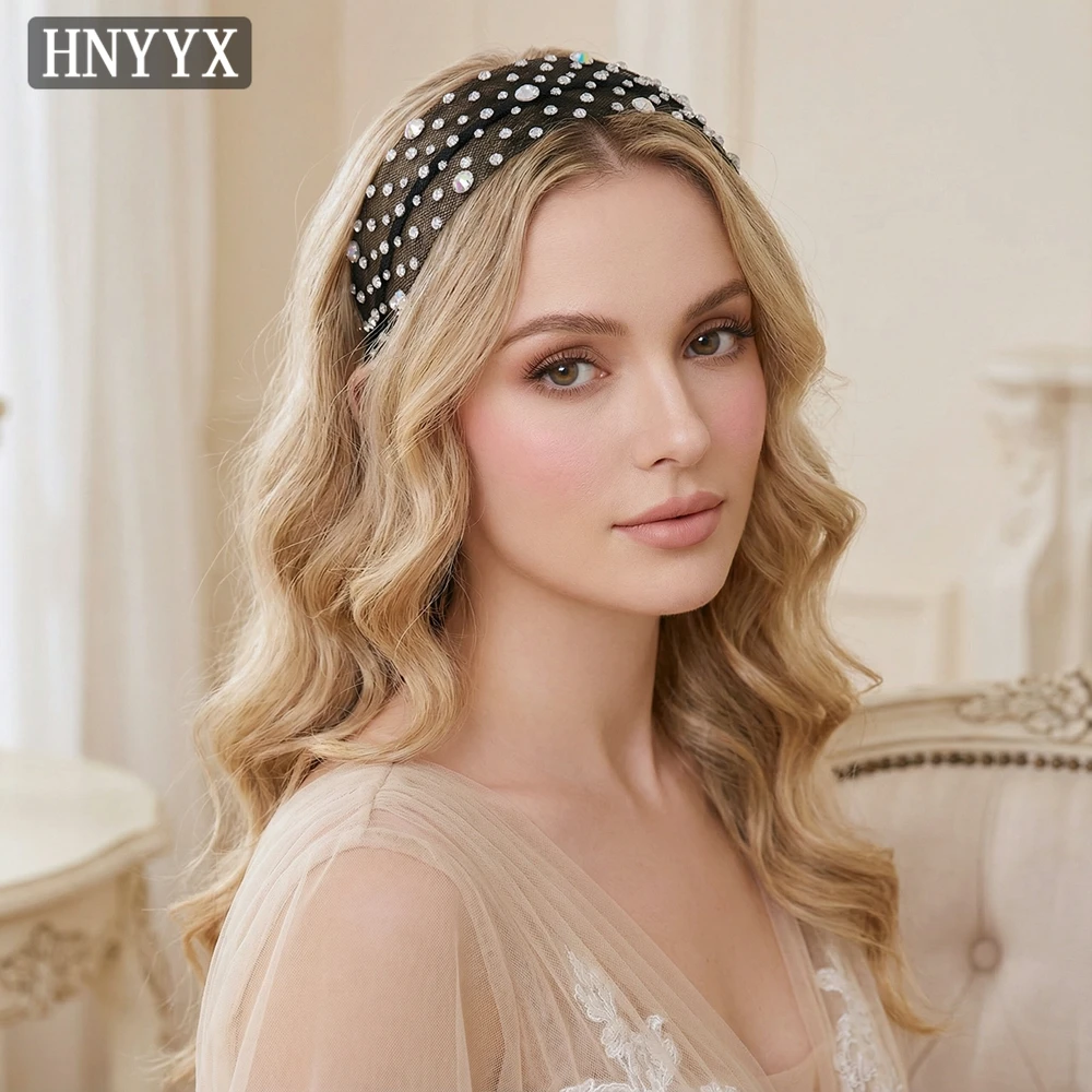 HNYYX Shiny Rhinestone Wide Headband Baroque Hair Accessories Fashionable Hair Piece Wedding Party Headwear for Women A66