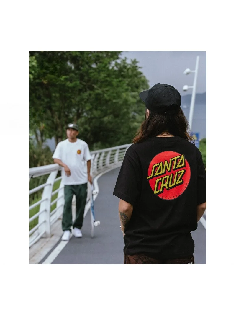 AliExpress American SantaCruz Classic Red Dot Logo Skateboard Print Men's and Women's Summer Casual Short-sleeved Top