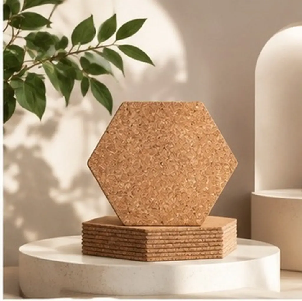 10pcs Hexagonal Cork Board 7 5x0 39 Round Hot Plate Mat Cup Pad Kitchen Heat Resistant Plant Decor Boards Home Supply