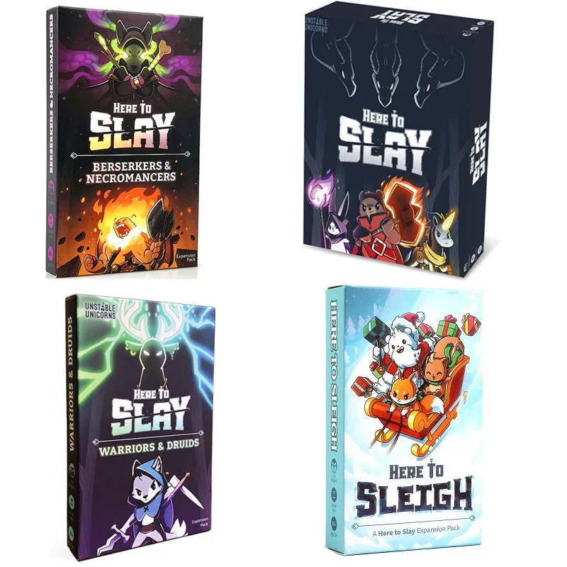 

Here to Slay Here to Sleigh Holiday Expansion Pack Strategic role playing card game for kids teens adults 2-6 player