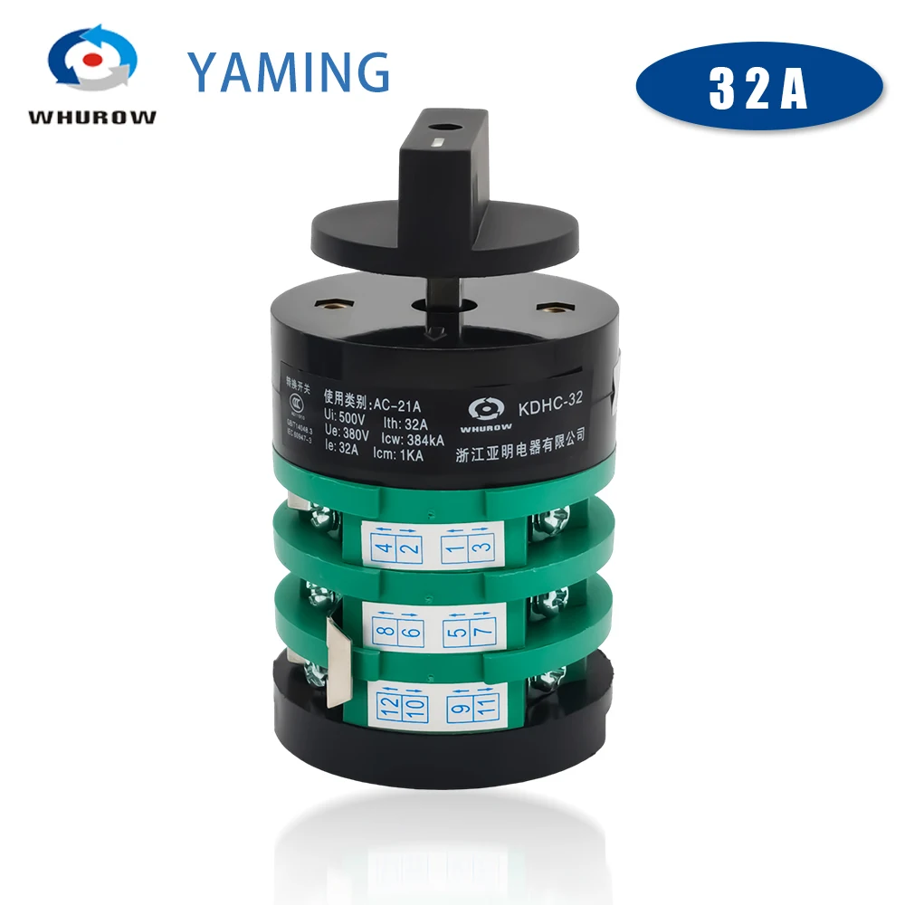 KDHC-32/3x8 Electrical Welding Machine Changeover Rotary Cam Switch 32A 3 Poles 8 Position Silver Contact