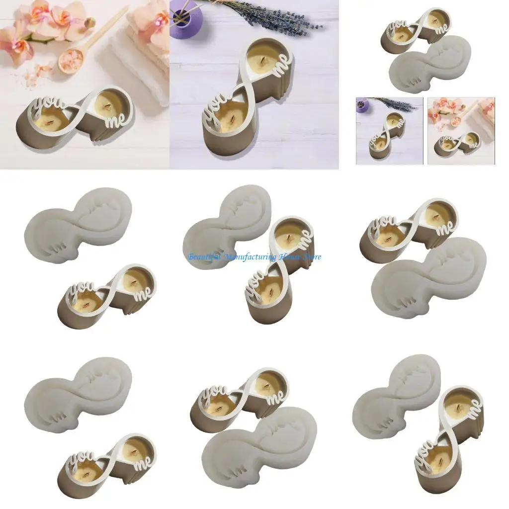 

E56A 3D Ribbon Silicone Molds for Resin Concrete Bowknot Holder Mold Candlestick Gypsum Mold Home Table Decorations