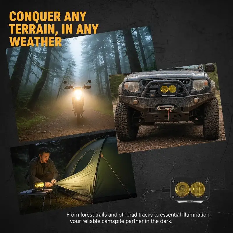 3 Inch LED Pod Spotlight Long Lasting Durable Flood Beam Work Light for Motorcycle Pickup Offroad  Overland Trip Use