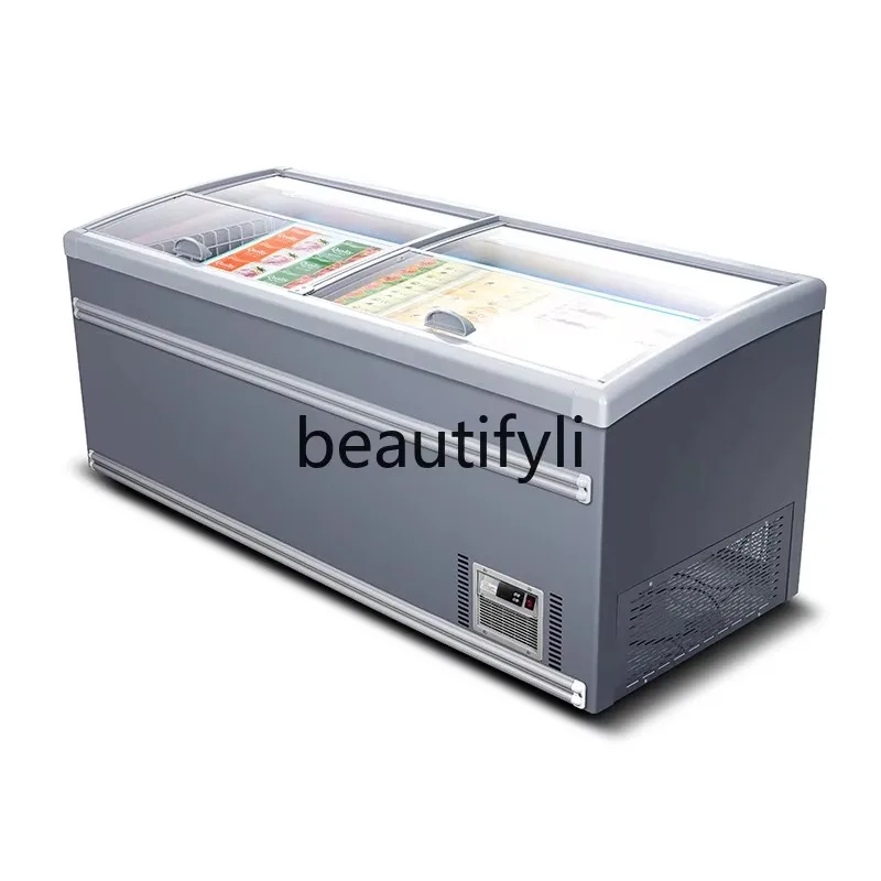 a55 New Horizontal Island Freezer Direct Cooling Frost-Free Fresh Supermarket Buns Steamed Buns Food Freezer