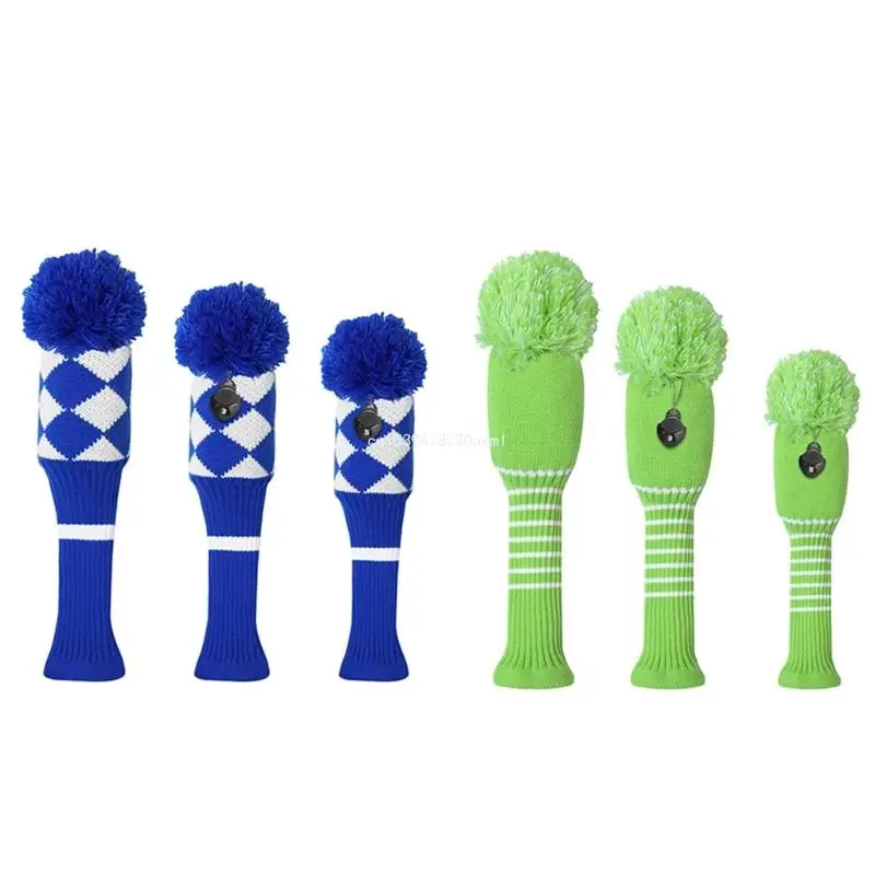 

3Pcs Knitted Golfing Club Head Covers Knitted Golfing Driver Headcover Golfing Head Covers Golfing Club Accessories