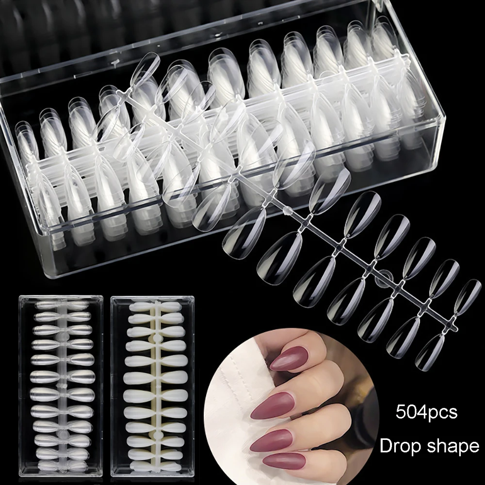 

Artificial Natural Full Cover No Crease Seamless Manicure False Nail Art Tips Nail Dual Forms Faux Nail Art Coffin Fake Nails