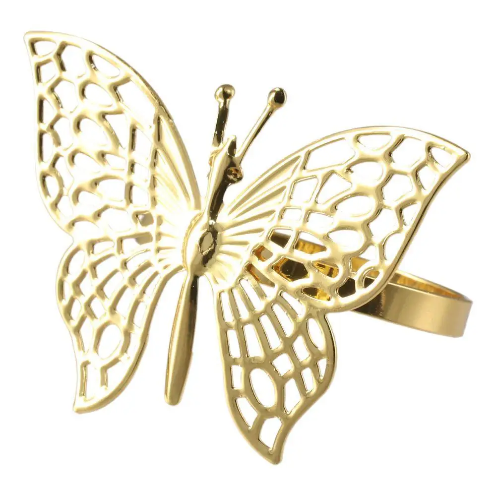 1/6pcs Iron Napkin Ring Gold/Rose Gold/Silver Butterfly/Hollow Hollow Butterfly Napkin Ring Napkin Ring Holder Dinning Table