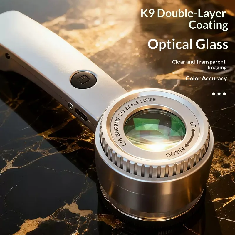 90X HD Professional Magnifying Glass for Jewelry Identification USB Rechargeable 3 Light Modes