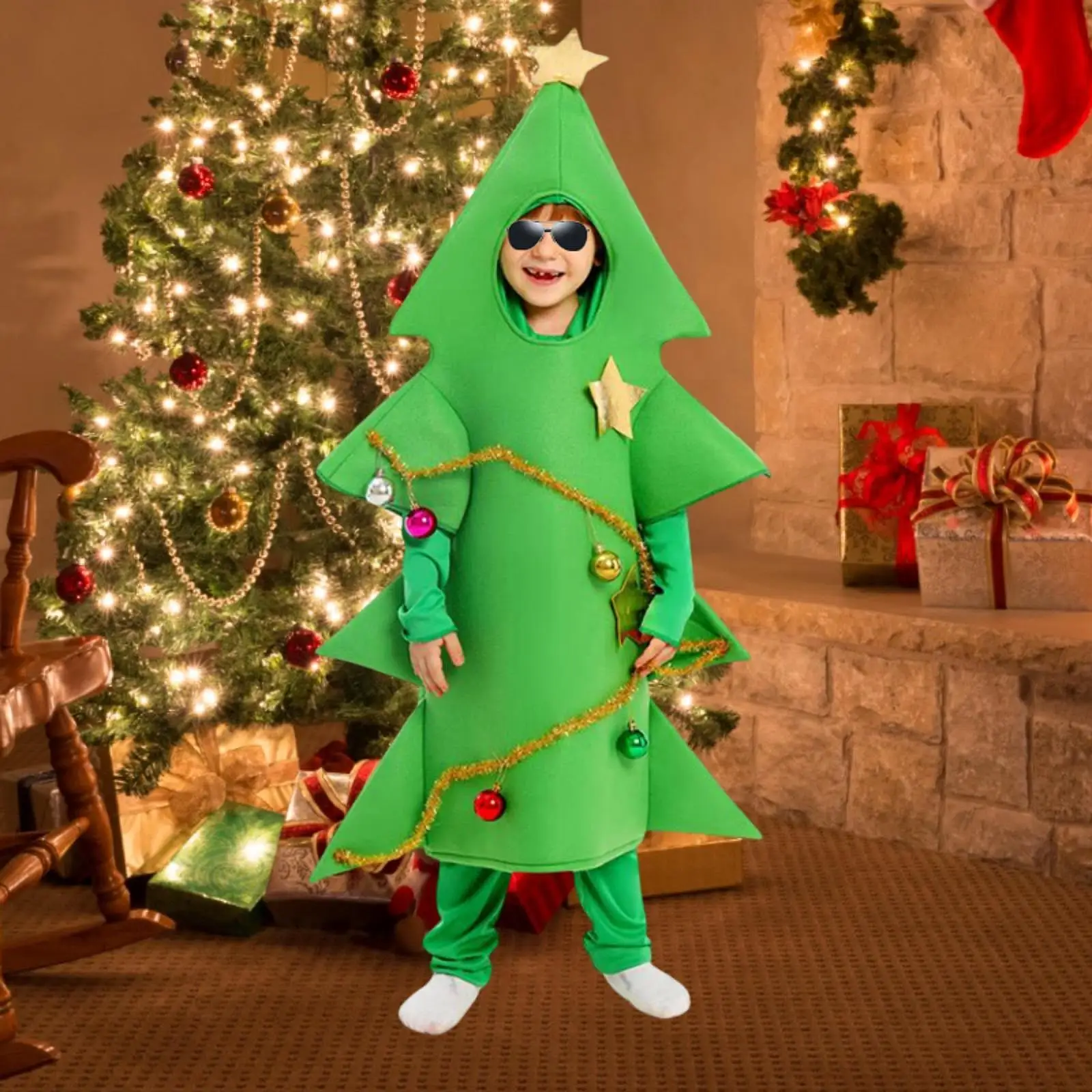 Costume de sapin de Noël avec combinaison IQUE up pour enfants, cadeaux du Nouvel An