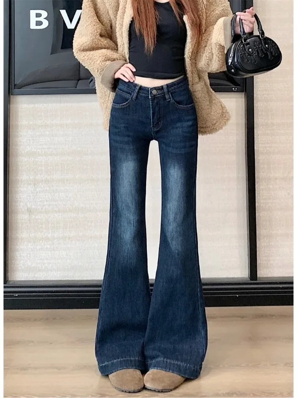 

High Waist Flared Jeans Women's Fashionable Spring 2026 Slimming Small Size Micro Flare Denim Pants Long Leggings
