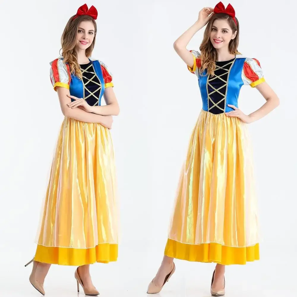 Schneeweiße Prinzessin Erwachsenen Kostüm für Frauen Halloween Party Karneval Cosplay Kostüme Mädchen Kleid Kopf bedeckung langes Kleid