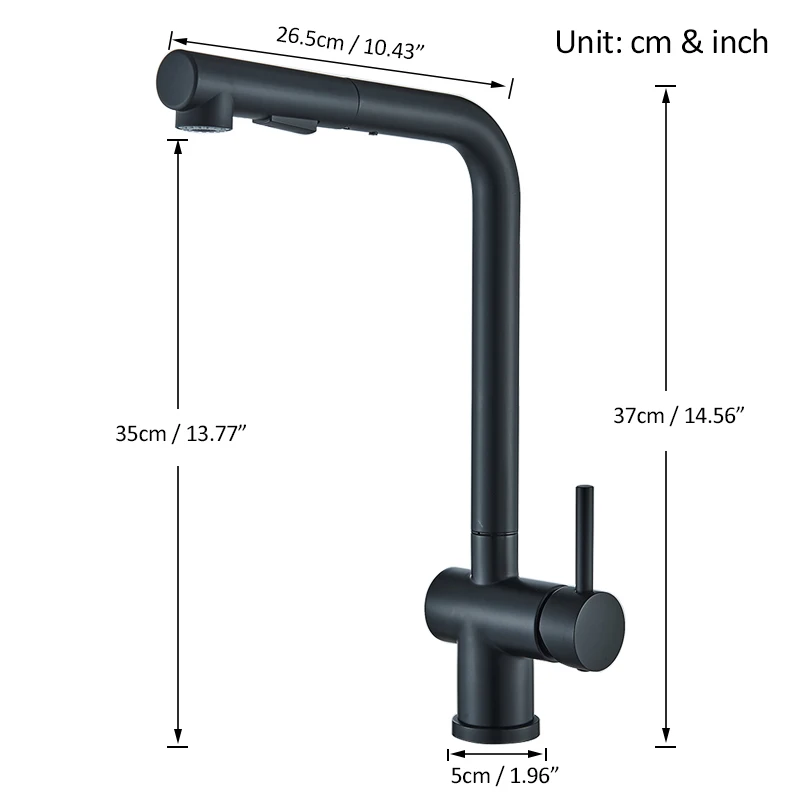 Grifo extraíble de acero inoxidable para cocina, mezclador con pulverizador de 2 vías, rotación de 360 grados, grúa de agua giratoria, color negro