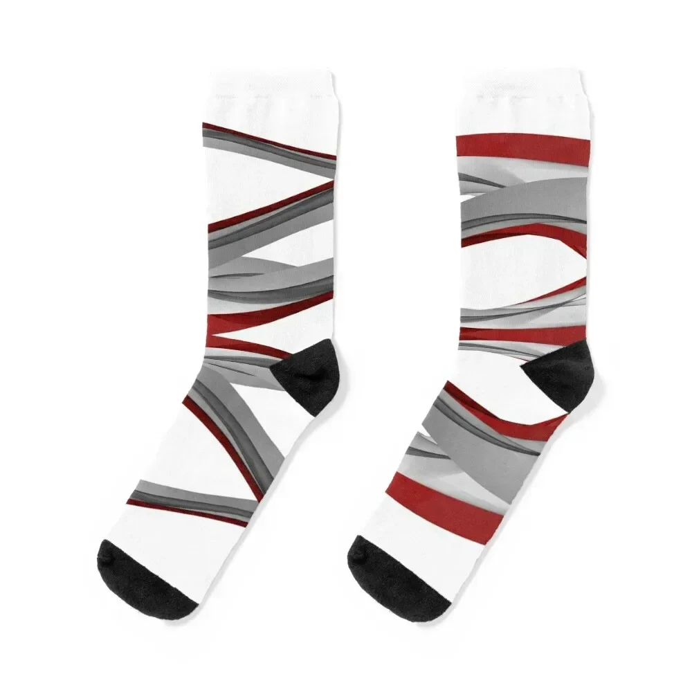 

red and gray spiral Socks compression Men's loose Socks For Men Women's