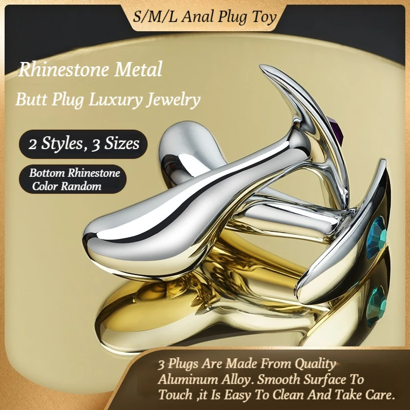 3 Size Anal Plugs Trainer Toy with Crystal Base Aluminum Butt Plugs Prostate Massage Anal Dildos Stimulation Sex Toys for Women