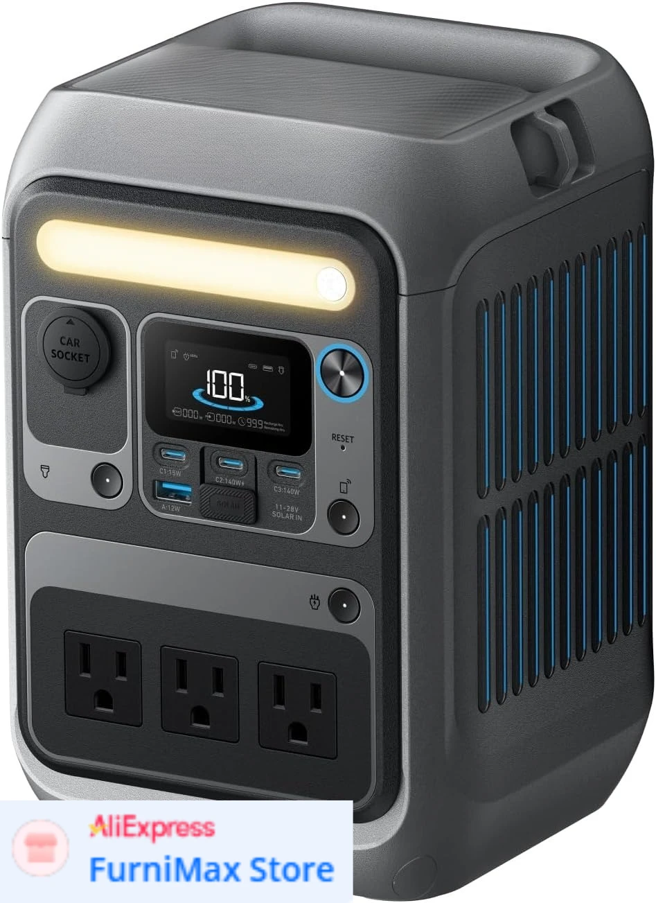 

288Wh LiFePO4 Battery, 300W (600W Surge) Solar Generator, 140W Two-Way Fast Charging, Portable Power Station C300