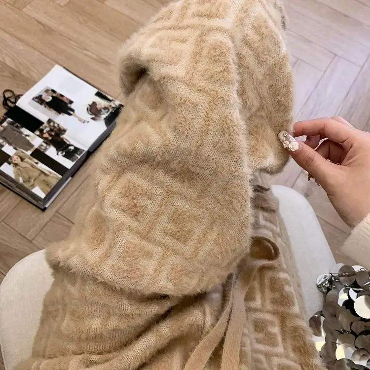 

plus Size Knitted Wide Leg Pants Women's Autumn Winter Thiened Loose Versatile Slimming Drapey Long Trousers for Heavy Girls